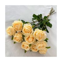 QYY Factory 10 têtes Bulgarie Bords brûlants Rose Roses artificielles Fleurs pour la fête