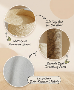 Árbol para Gatos de Madera de Lujo de 135 cm con un Amplio Nido para Gatos de una Sola Pieza, Venta al por Mayor de Fábrica para Gatos de Interior - Product Image 4