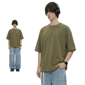 Wholesale Custom Logo 100%Cotton T-shirt Comfortable Breathable Soft T Shirt Streetwear Blank Plain Loose Fit Mens Tshirt - Product Image 5