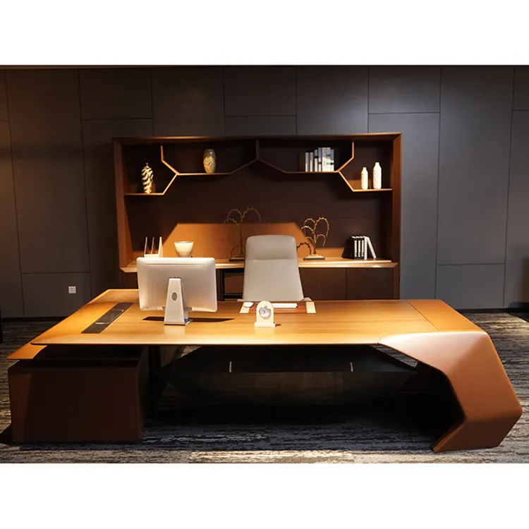 L Shaped Office "Copmuter" Modern Writing Computer Desk Luxury Modern Office Desk With Filing Cabinet 3198*2460*750mm