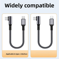Câble de charge rapide USB-A/USB-C en nylon à coude coudé à 90 degrés de 0,1 m, 60 W, transmission de données, compatible iPhone/Samsung