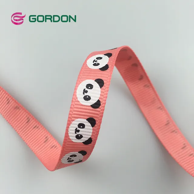 Gordon Linten Custom Logo Grosgrain Lint Bedrukt Dier Panda Aap Egel Voor Bady Kids Geschenkdoos Verpakking