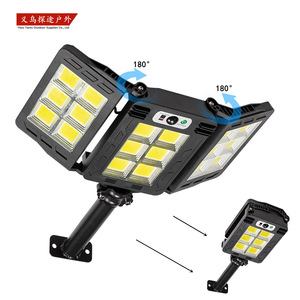 Projecteur solaire à 3 têtes LED pour montage mural extérieur avec télécommande pour l'éclairage des allées de jardin - Product Image 4