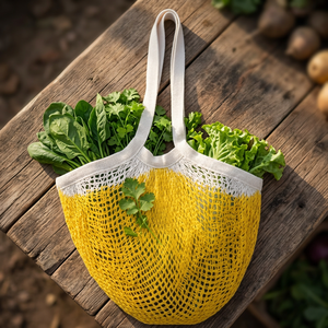 Bolsa de Compras de Malla de Algodón Tejida a Crochet, Reutilizable, Ecológica, para Frutas y Verduras, Proveedor al por Mayor - Product Image 1