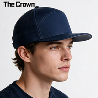 Casquette de baseball unisexe personnalisée de haute qualité à 6 panneaux, visière plate, perforations découpées au laser, marine, respirante et ajustable – Vente en gros