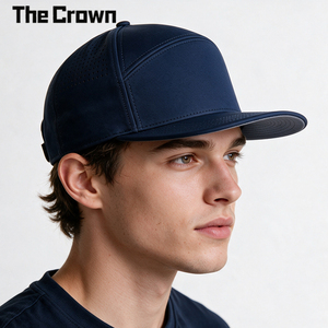Gorra de Béisbol Personalizada al por Mayor de Alta Calidad, 6 Paneles, Visera Plana, Corte Láser, Perforada, Color Azul Marino, Transpirable, Ajustable, Unisex - Product Image 1