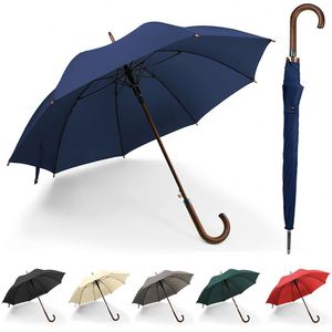 Parapluie de luxe à ouverture automatique, droit, avec logo, imperméable, 8 baleines, poignée en bois personnalisée, pour adultes - Product Image 1