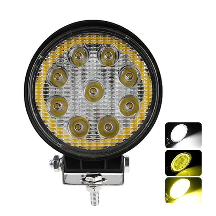 KEEN 27W Round Dual Color LED Worklight for 4x4 Car SUV Truck Offroad Flood Lamp Halo Angel Eye DRL Headlight Work Light