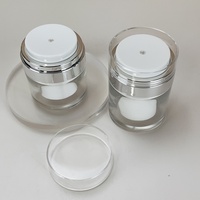 Pot en verre à double paroi de 50 ml avec bouchon pompe sans air, réutilisable, pour crème cosmétique pour le visage
