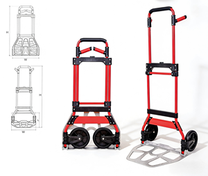 Chariot à main pliable en acier à 2 roues, chariot à plateforme, revêtement en poudre argentée, pliable pour le shopping, l'intérieur, l'extérieur, le déménagement - Product Image 1