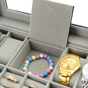 Tùy chỉnh thanh lịch hộp đồng hồ quà tặng contaning Hộp 8 khe cắm đồng hồ + 2raw Nhẫn PU Mở Cửa sổ phẳng khóa hộp đồ trang sức - Product Image 6