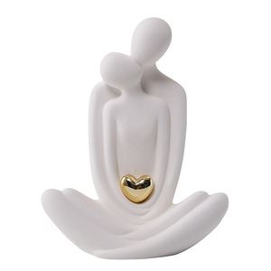 Jianermei Decorazione Artistica in Porcellana Bianca con Doppia Figura Umana Seduta <span class=keywords><strong>a</strong></span> Tema Yoga e Motivo <span class=keywords><strong>a</strong></span> Cuore, Fatta <span class=keywords><strong>a</strong></span> Mano, per Ingresso e Soggiorno - Product Image 5