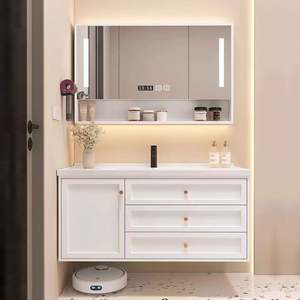 <b>Retro</b> American <b>Light</b> Luxury Style Simplicity White <b>Wall</b> Mounted Vanity Bathroom Cabinets - Product Image 3