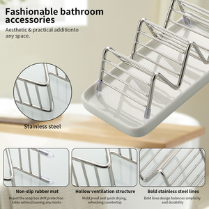 Support de Savon en Céramique Personnalisé avec Logo, Plateau de Drainage, Porte-Savon de Salle de Bain en Acier Inoxydable - Product Image 5