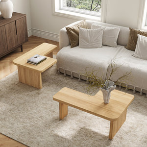 <span class=keywords><strong>Table</strong></span> <span class=keywords><strong>basse</strong></span> Kainice moderne en <span class=keywords><strong>bois</strong></span> <span class=keywords><strong>massif</strong></span>, 2 pièces, ronde, carrée, forme spéciale, adaptée au salon - Product Image 4