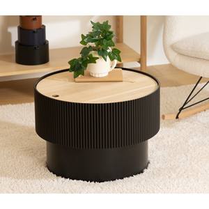 TAVOLINO CONTAINER ENOLA, 55X38 CM, NERO E NATURALE - Product Image 1