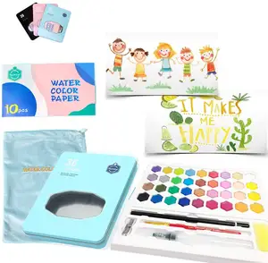 Keep Smiling 36colors Soild Watercolor Paint Set Iron Box Painting For Students Artist Drawing Art Portable Water Color