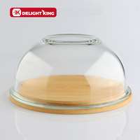Bol de mélange rond en verre avec couvercle en bambou, pour mélanger, pour les salades, 4 pièces