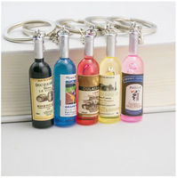 Porte-clés pendentif bouteille de vin rouge simulée, décoration de sac, artisanat, cadeau