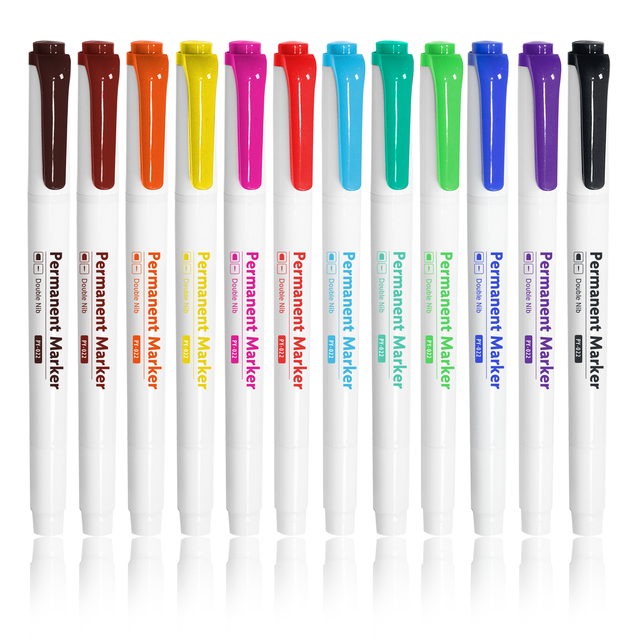 Dual-tip Permanent Markers  Colored Fine Point Permanent Marker Pens, Works on Paper, Glass, Metal, Ceramics