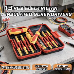 Electrician 13Pcs Insulated Ratcheting <b>Screwdriver</b> <b>Set</b> Crv Cross <b>Phillips</b> Bit Industrial Grade Plastic Handle Anti-Slip Texture - Product Image 4