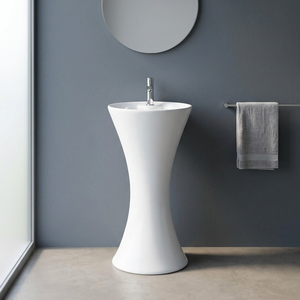 Lavabo rectangulaire en céramique blanche sur piétement pour salle de bain d'hôpital, lavage des mains en extérieur, équipement sanitaire - Product Image 6