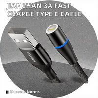 Câble de charge magnétique Type C 3A à charge rapide, câble de données USB en nylon tressé en cuivre pur pour téléphone Android, voiture, maison