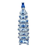 Ornamen Pohon Natal Keramik Biru Putih Gaya Cina Modern Desain Japandi Vas Bunga Artifisial untuk Meja untuk Imlek