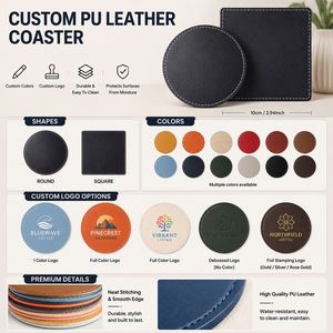 Wholesale Pu Leather Coasters Personalized Custom Blank Laserable Business Logo Round Coaster for Promo Hotel Restaurant Gift - Product Image 3