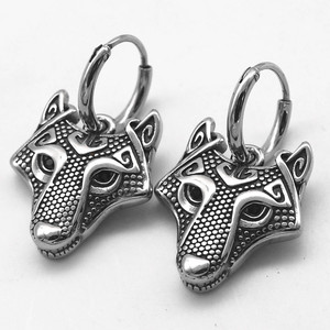 Yunnique – boucles d'oreilles en forme de tête de loup, en acier inoxydable, bijoux de fête à la mode pour hommes et femmes - Product Image 1