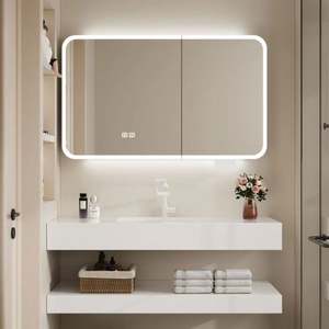 Contemporary Simplicity Style Solid Wood <b>Bathroom</b> <b>Cabinet</b> Single <b>Bathroom</b> Vanity for Apartment - Product Image 3