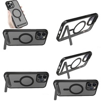 Casing Magnetik Transparan Anti Benturan untuk iPhone 15 Pro Max dengan Kickstand, 17 Air 16 14 13 12 Plus 11, Dilengkapi Holder, Dropshipping