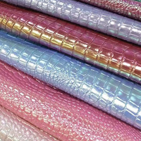 Designer 0.7mm arc-en-ciel coloré métallique 3D Texture Faux synthétique Crocodile PVC cuir tissu pour housse de téléphone sac