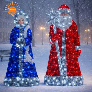 Sculptures lumineuses de Noël LED de haute qualité pour extérieur, motif Père Noël et Mère Noël, décorations festives pour jardin et centre commercial - Product Image 1