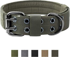 Collar táctico ancho para perros, resistente, con doble hebilla metálica, acolchado, de nailon, para entrenamiento K9, para razas grandes y extragrandes. - Product Image 1