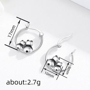 Orecchini a Cerchio con Panda Cartoon Carino, Placcati in Oro Bianco, in Lega di Zinco, Gioielli di Moda per Donne, Regalo - Product Image 5