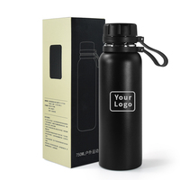 Usine 500ml 750ml 1000ml Personnalisation Therms Tasses Double Paroi En Acier Inoxydable 304 Bouteille D'eau De Sport
