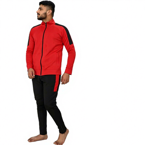 Unisex <b>Plus</b> <b>Size</b> 2-Piece Black Red Athletic Zip Hoodie Tapered <b>Joggers</b> <b>Set</b> Color-Block Breathable Quick Dry Sportswear - Product Image 1