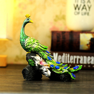 Wholesale Custom <strong>Peacock</strong> <strong>Sculpture</strong> Gold Black <strong>Peacock</strong> Garden Ornaments Polyresin Animal Statue for Home Decoration - Product Image 1