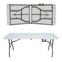 Table pliante en plastique, mobilier de jardin portable, poker blanc, rectangulaire, plastique, pour banquet, camping, pique-nique, offre spéciale