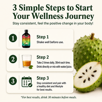 Liquide Oral Amertume de Corossol aux Herbes pour la Santé Intestinale, Détox et Renforcement Immunitaire, avec Curcuma et Graviola