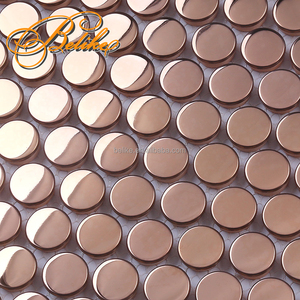 Penny kim loại hoa hồng màu vàng bóng thép khảm gạch tính năng trang trí tường thiết kế sang trọng tối giản phục hồi nhà - Product Image 1