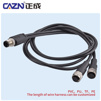 Konektor Sensor IP67 M12 1-ke-2 Splitter Transfer Plug Dengan Kabel PVC TPU 2 3 4 5 6 8 12 Pin Adaptor Plug