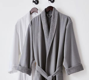 Pabrik Grosir Satin dan Terry Bergaris Jubah Mandi Wafel Pria Wanita Penutup Up Jubah Mandi Piyama Panjang - Product Image 3