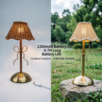 Lampe de table créative moderne à LED sans fil en rotin, avec commande tactile, veilleuse d'ambiance pour chambre à coucher, décoration de bureau, vente en gros