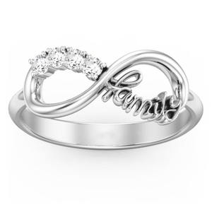 Bague Infinity F1499 en Argent 925 avec Améthyste Ronde Taille Brillant Sertie à Griffes, Bague de Fiançailles pour Femme, Bijoux Fins - Product Image 3
