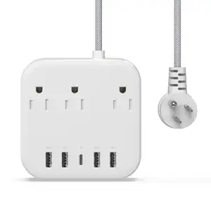 Portable AC Outlet Extension Board Type C Adaptor Electrical Plug Universal Wall Mountable Socket Surge Protector Power Strip