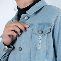 Blouson en jean court bleu pour femme, veste en denim pour vélo, prix usine