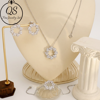 Costumes de mariage personnalisés QX, boucles d'oreilles, colliers, bracelets en argent sterling 925, ensemble de bijoux en zircone cubique de luxe pour femmes, cadeau