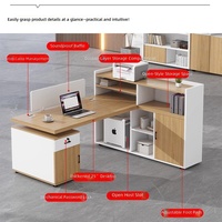 Poste de travail double pour personnel de bureau de niveau E0, ensemble chaise et bureau financier moderne pour deux personnes, table de direction et de supervision réglable